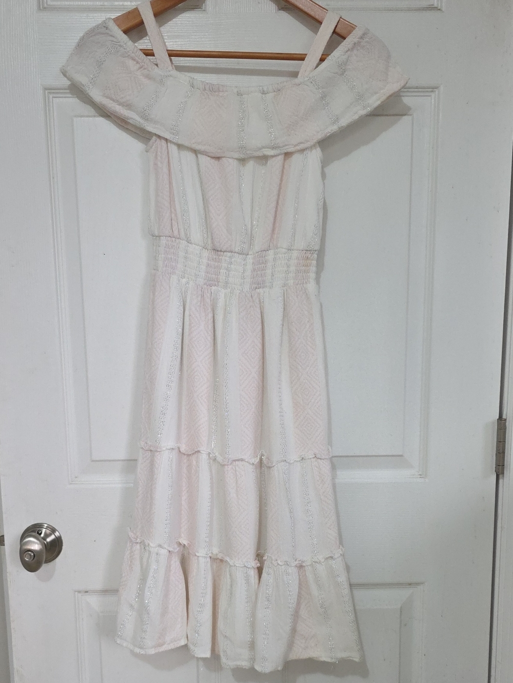 Justice Light Pink Off-Shoulder Tiered Dress